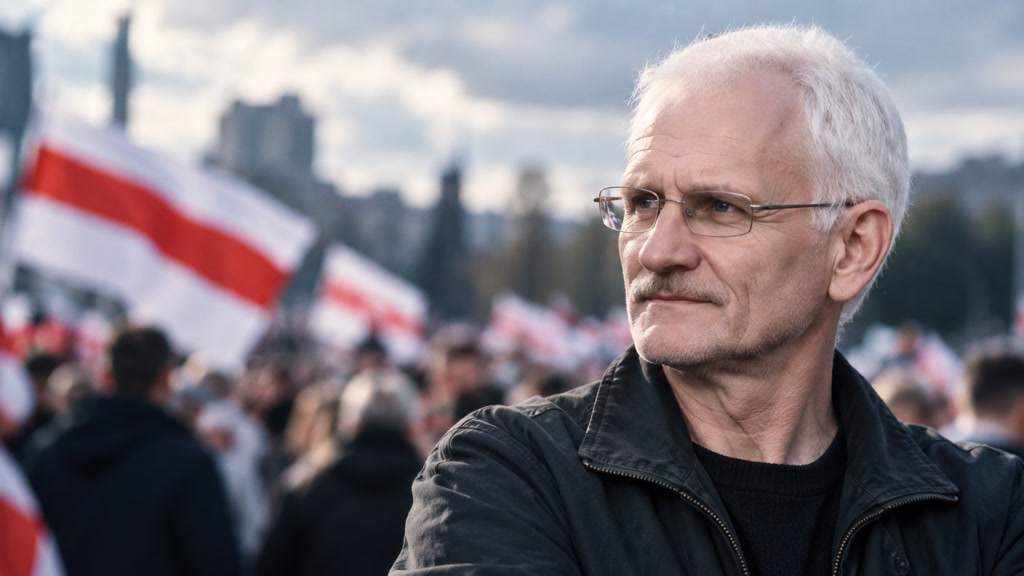 Alesis Bialiackis dokumentinio filmo apie žmogaus teisių gynėją fone
